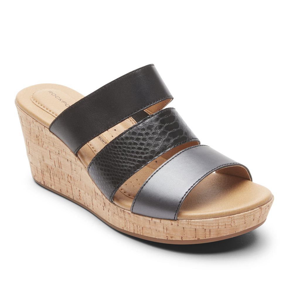 Sandalias Rockport Mujer Mexico - Lyla Banded Negros - LXGKI3792